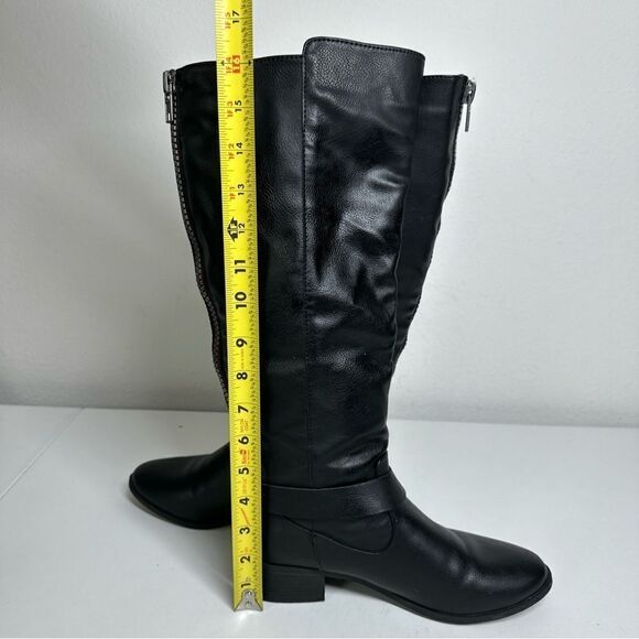 Madden Girl Women's Black G-Dstiny Boots Knee High Back Zip Back Buckle Sz 7,5 - Picture 11 of 12
